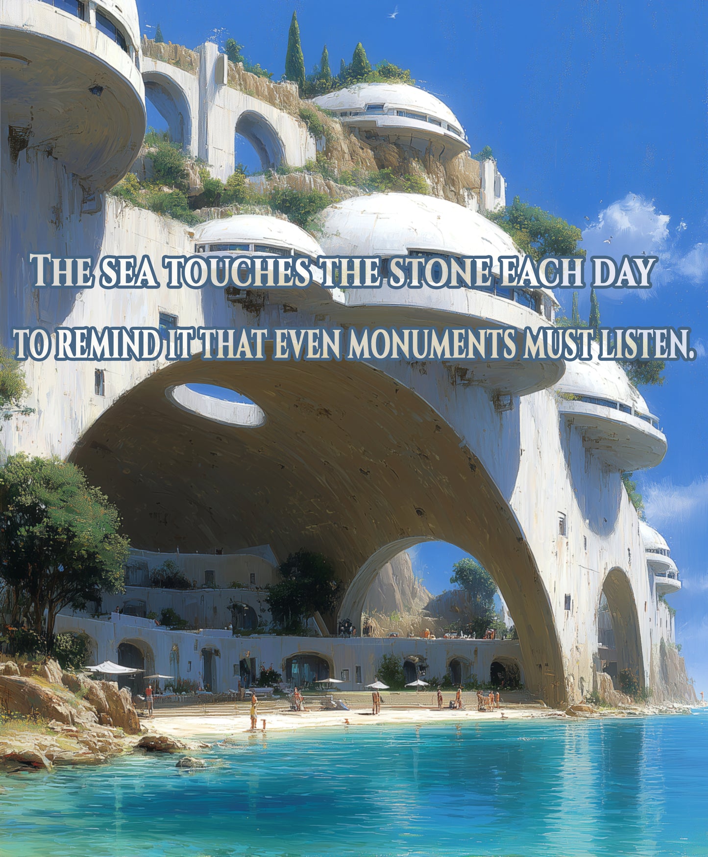 Aegean Sky Sentinel – Futuristic Mediterranean Wall Art Print on Hahnemühle Photo Rag