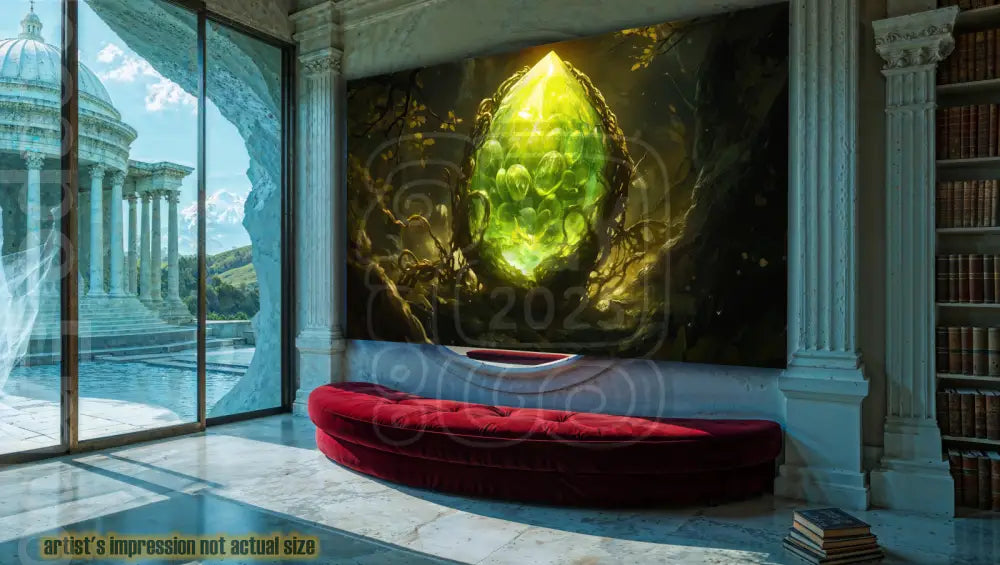 Emerald Orb 70cm x 100cm, 27.6inches x 39.4inches / Print only Giclée.Sci fi fantasy landscape art print cosmic alien world giclee wall decor