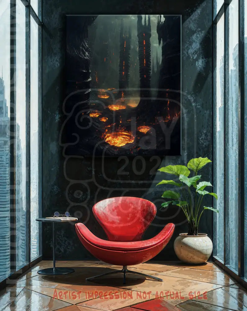 Lava Pits 70cm x 100cm, 27.6inches x 39.4inches / Print only Giclée.Sci fi fantasy landscape art print cosmic alien world giclee wall decor