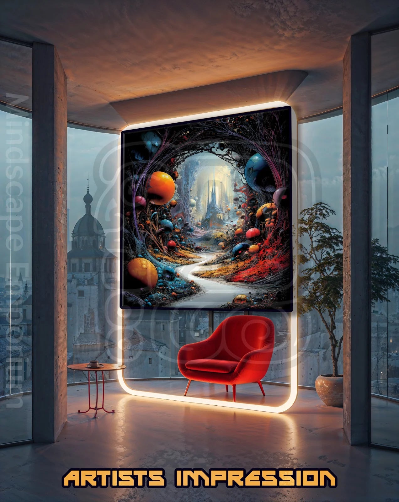 Path of the Fractal Bloom 2 70cm x 100cm, 27.6inches x 39.4inches / Print only Giclée.Surreal sci-fi art print wall decor for modern homes
