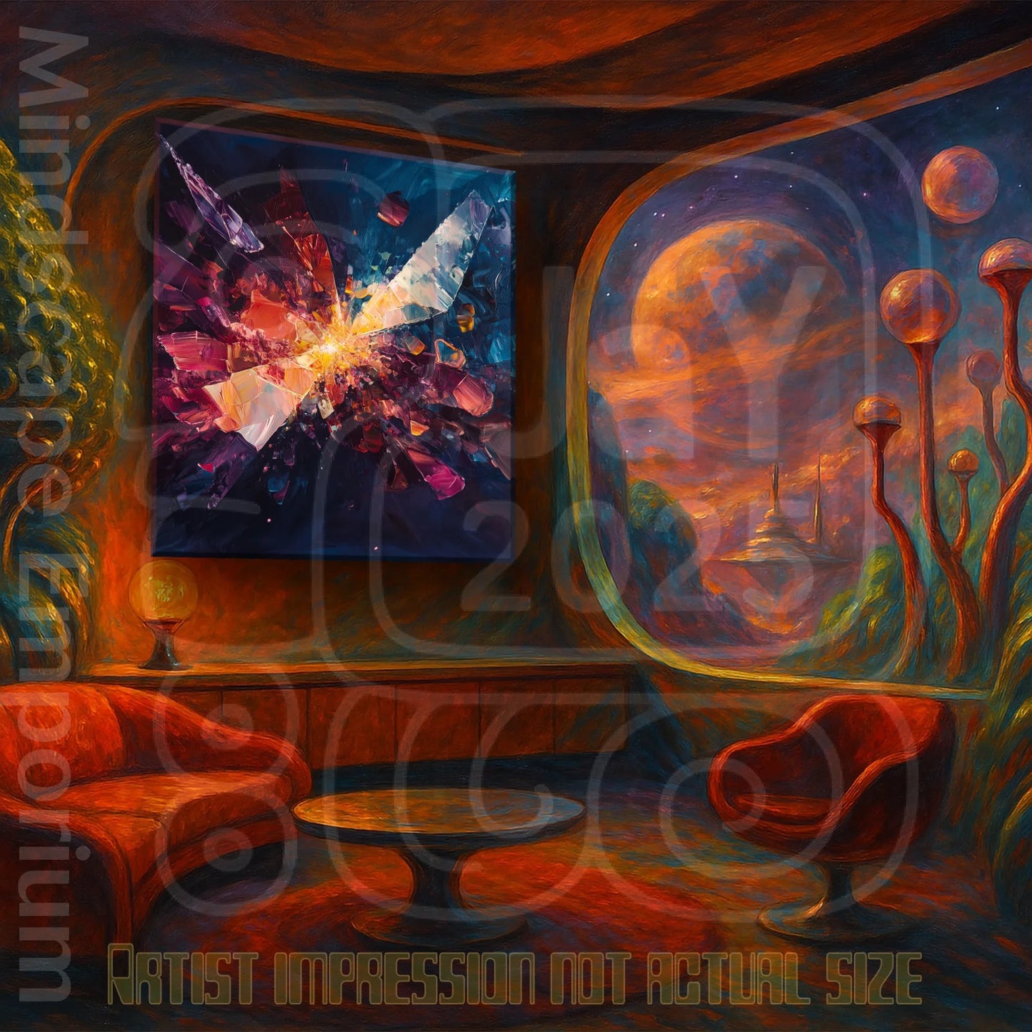 Shattered MidNight Sunset 70cm x 100cm, 27.6inches x 39.4inches / Print only Giclée.Surreal art print wall decor for modern office interiors