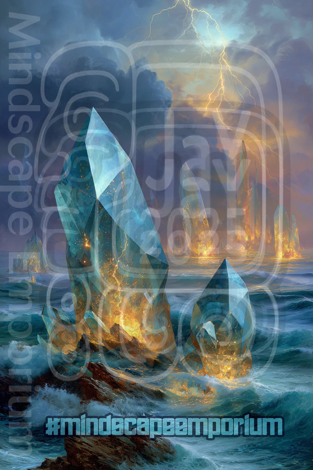 Stormborn Shards 70cm x 100cm, 27.6inches x 39.4inches / Print only Giclée
Cosmic themed art print for meditation or yoga rooms