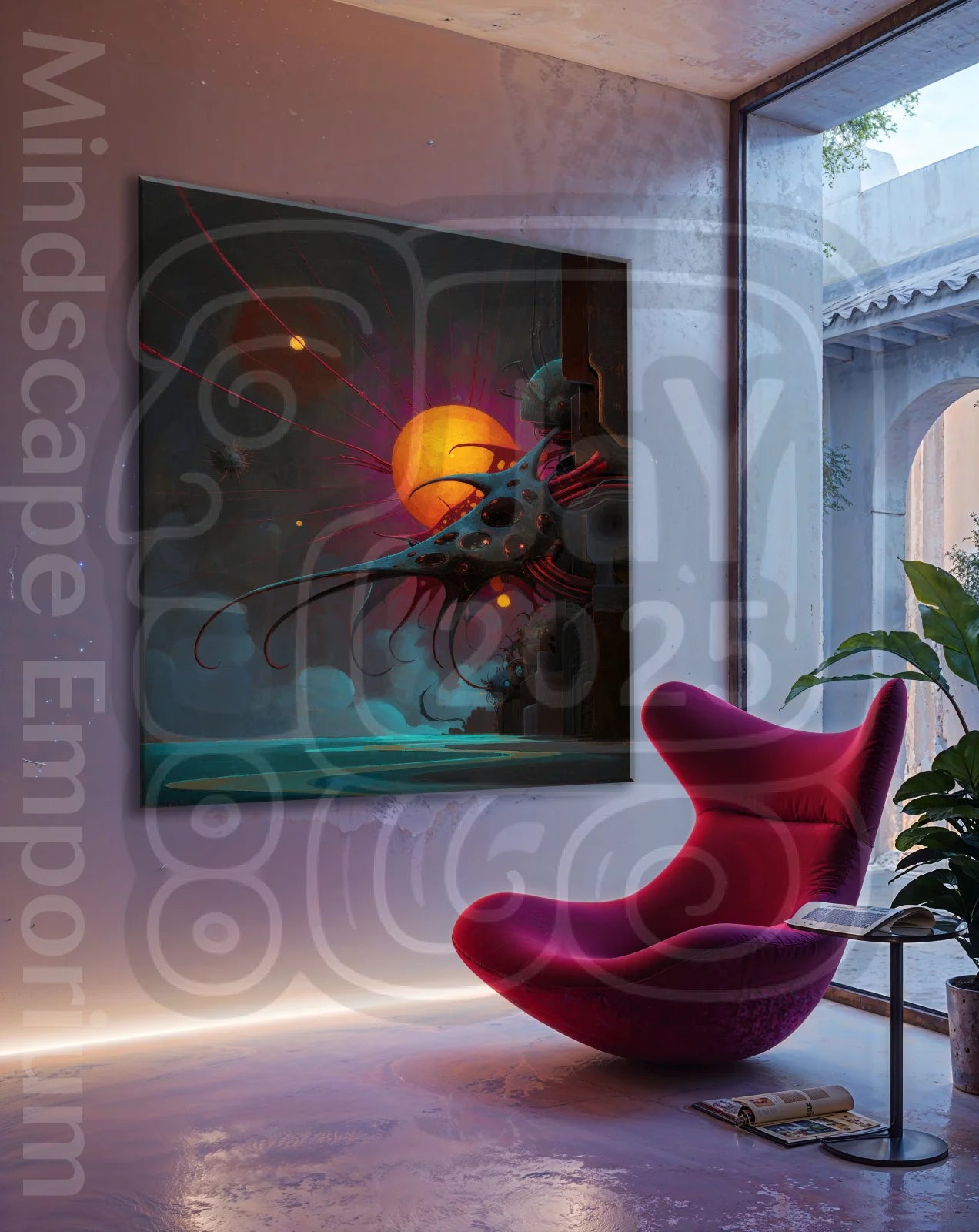 The Engine of Suns 70cm x 100cm, 27.6inches x 39.4inches / Print only Giclée.Futuristic wall decor print for living room spaces
