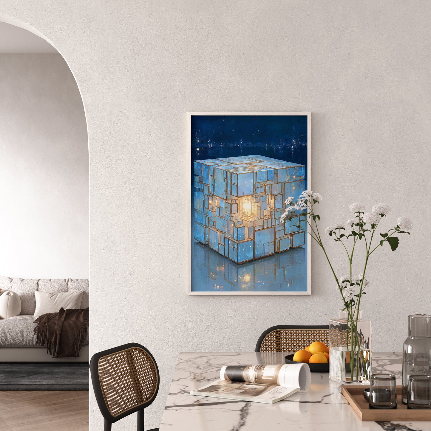 Luminous Core | Architectural Cube Wall Art Print