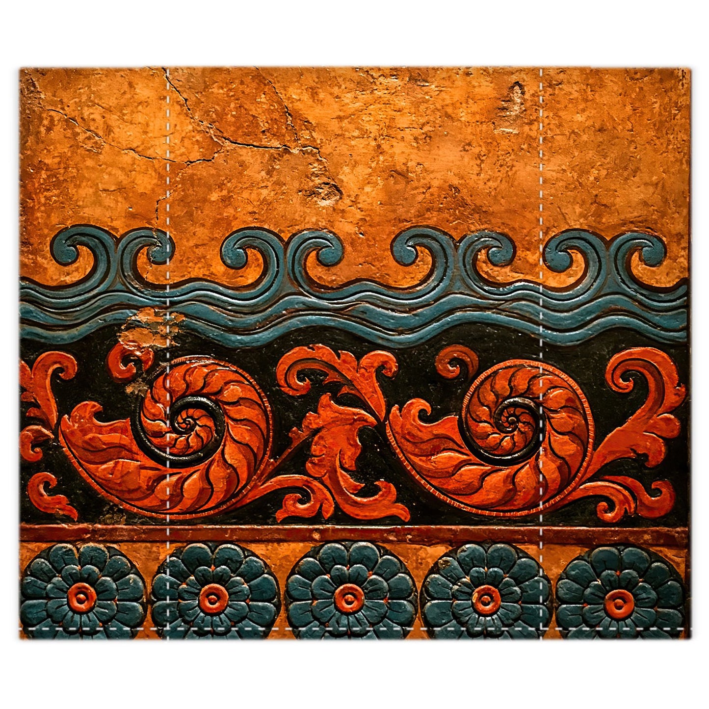 Minoan Sea Frieze Cotton Duvet Cover | Minoan Fresco Duvet Cover