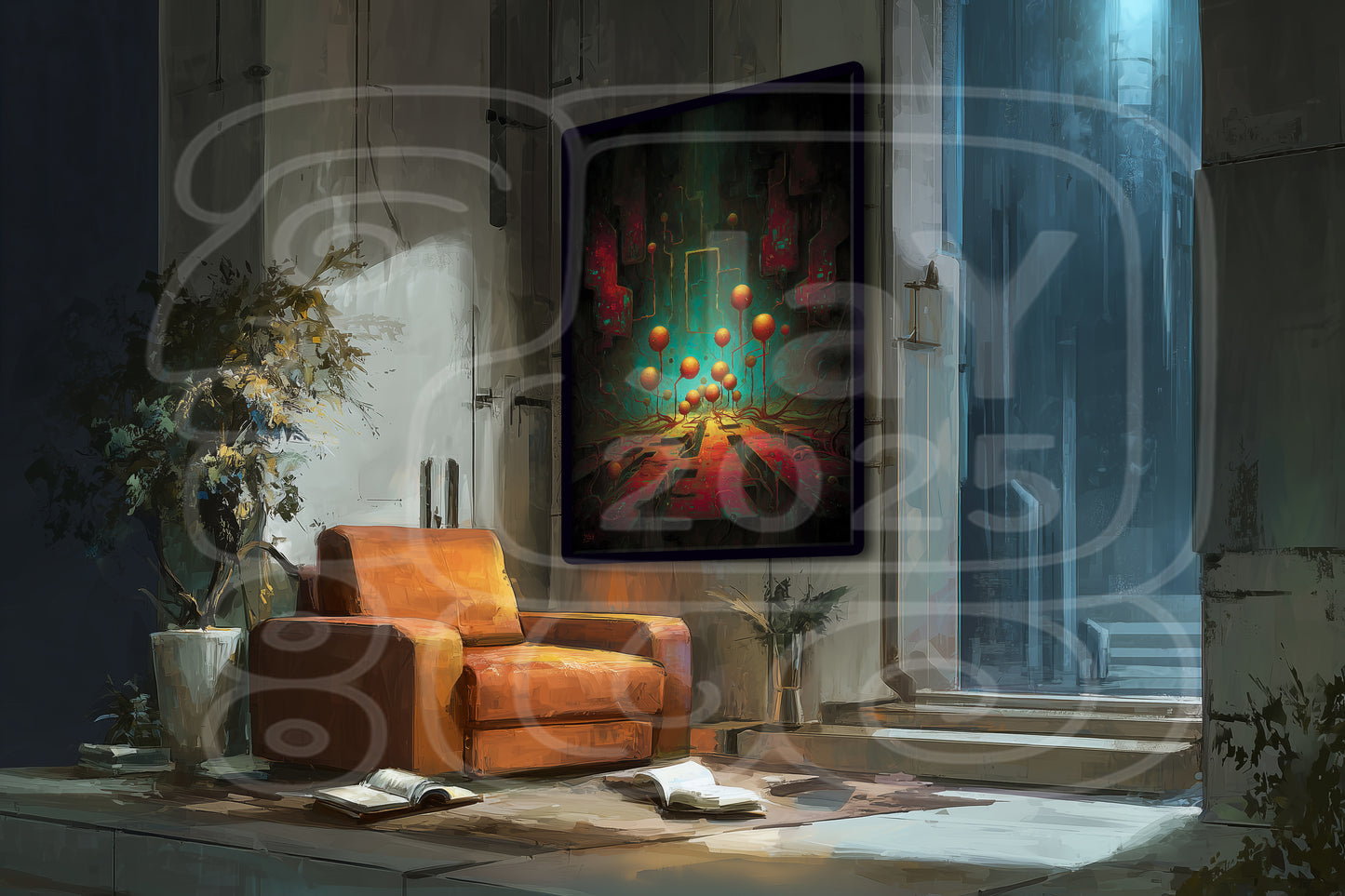 Glowroot Circuitry – Surreal Techno-Organic Art Print