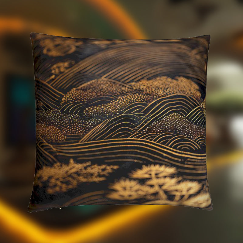 Guardians of the Circuit Grove – Samurai Temple Cushion Cover