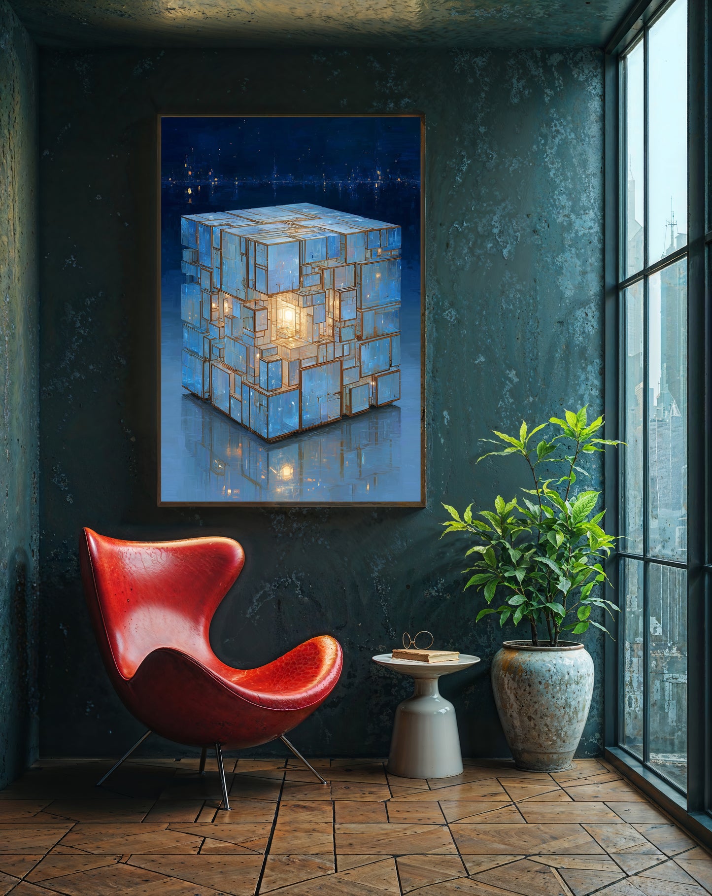 Luminous Core | Architectural Cube Wall Art Print