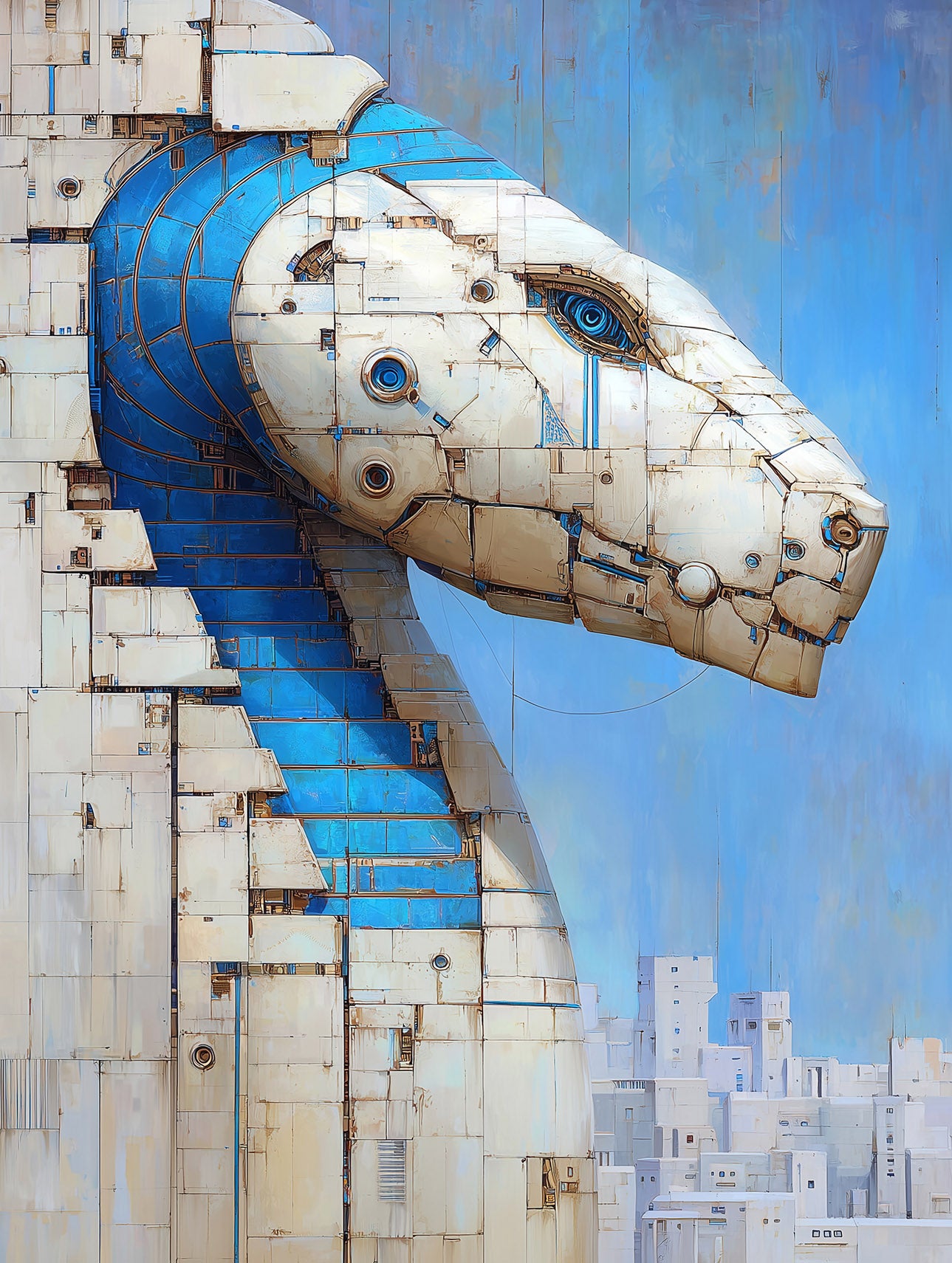 Aegean Sentinel | Futuristic Serpent Wall Art Print