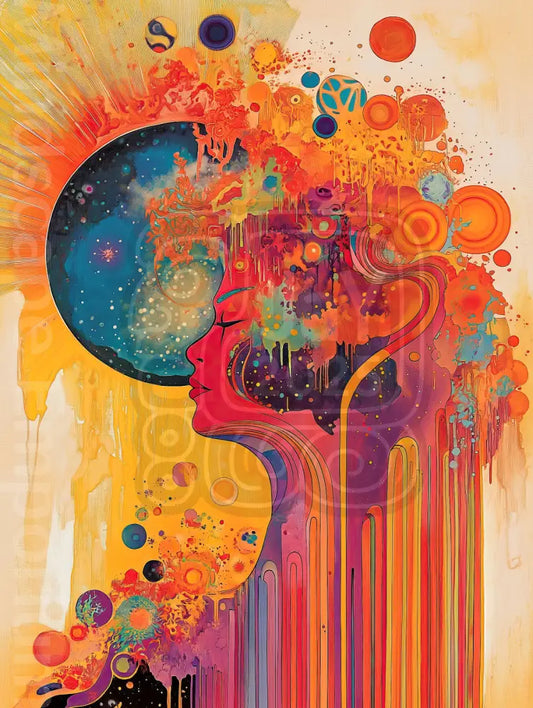 Psychedelic inspired wall art print for festival decor