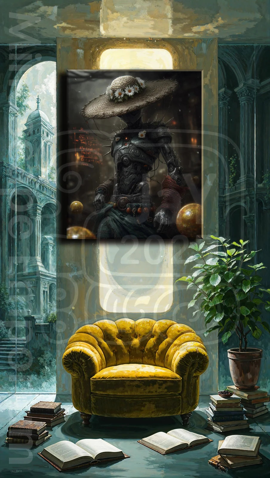Botanica Machina 70cm x 100cm, 27.6inches x 39.4inches / Print only Giclée.Futuristic android design – unique art print for wall decor
