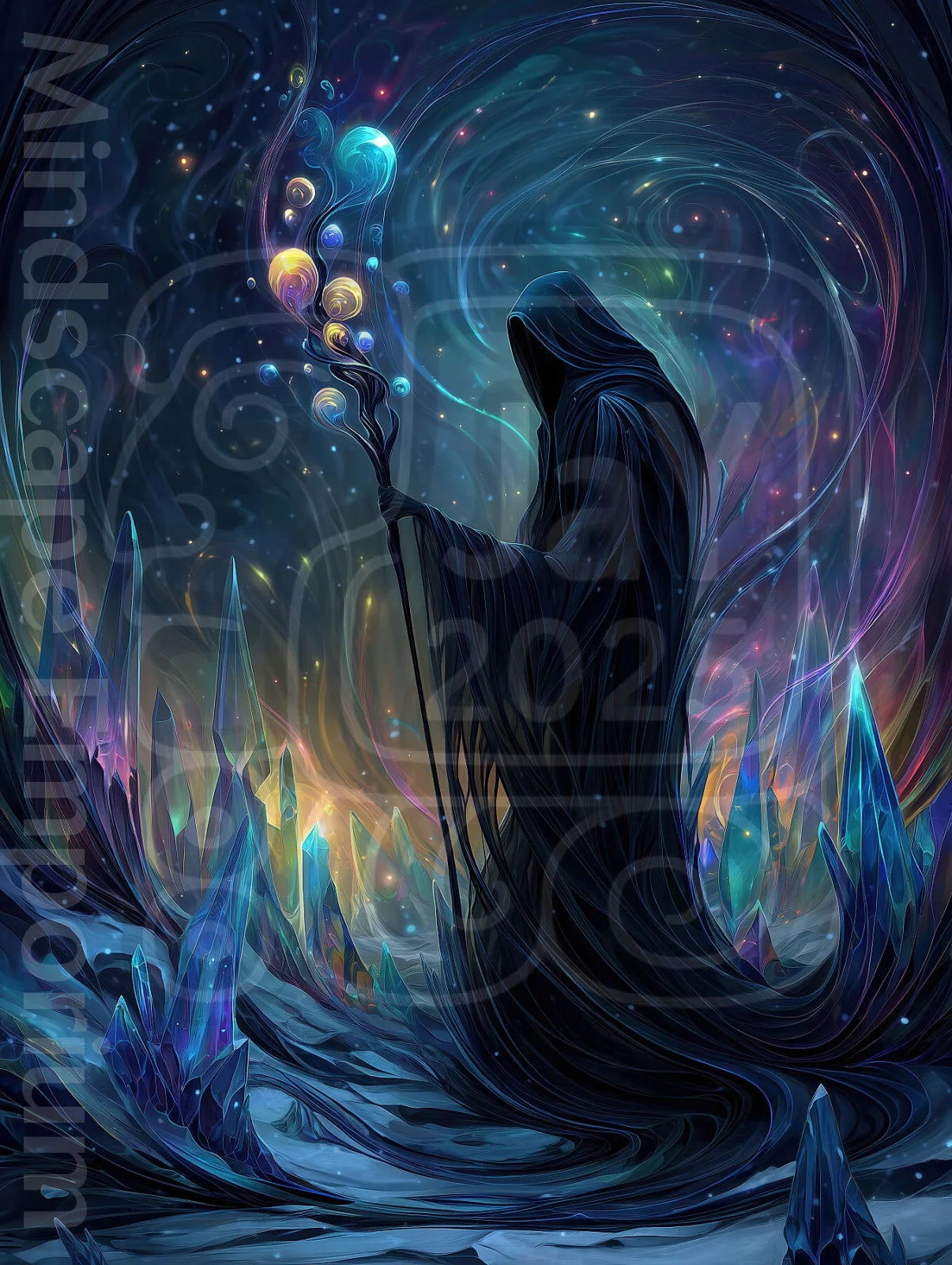 Mystical wizard dreamscape print – modern surreal wall art print