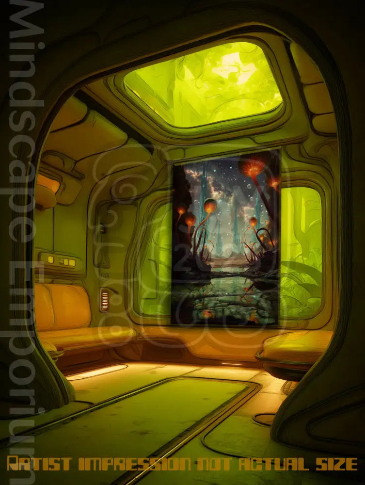 Crystal Spires 70cm x 100cm, 27.6inches x 39.4inches / Print only Giclée.Visionary cosmic scenery wall art surreal alien planet giclee fine art print