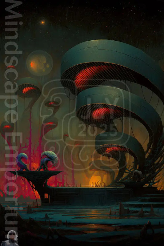 Futuristic wall decor print for living room spaces.Original digital painting – unique art print wall decoration
