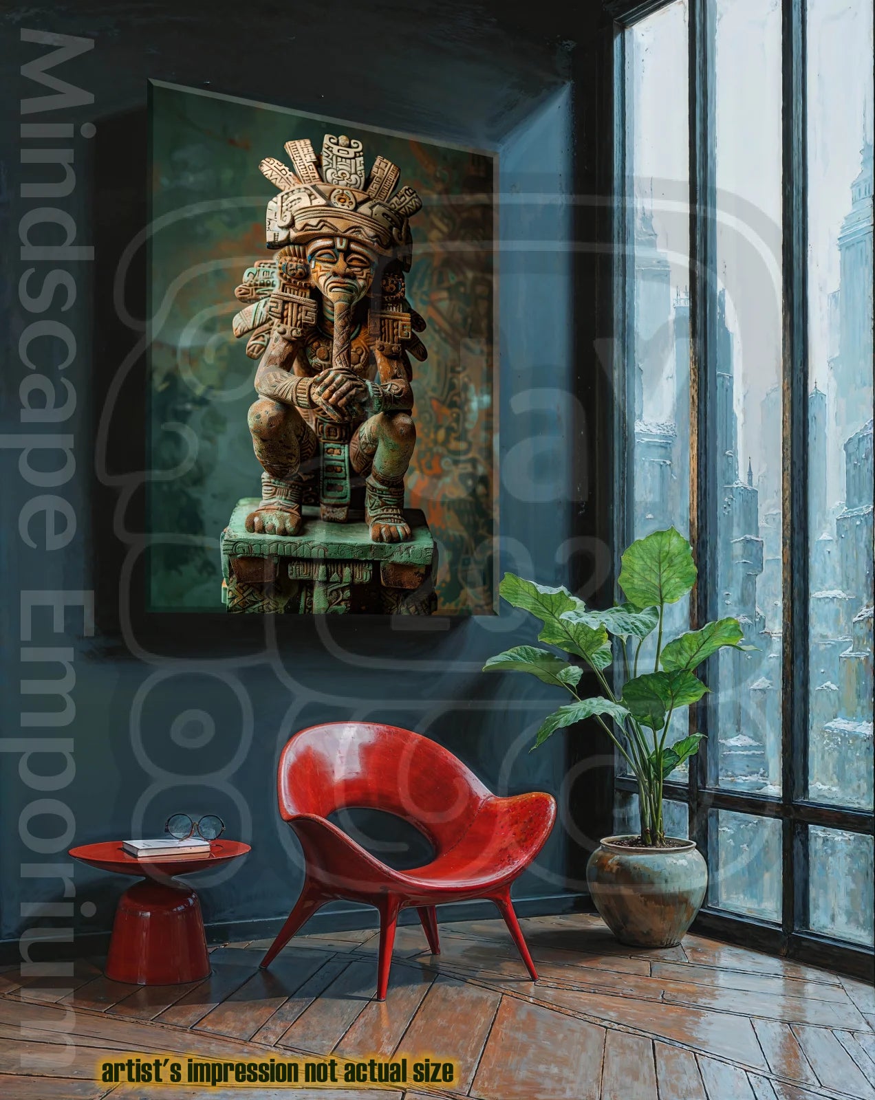 Ink Inca1 70cm x 100cm, 27.6inches x 39.4inches / Print only Giclée.spiritual wall hanging,mystical artwork,tribal warrior wall art print futuristic sci fi poster.mayan sculpture