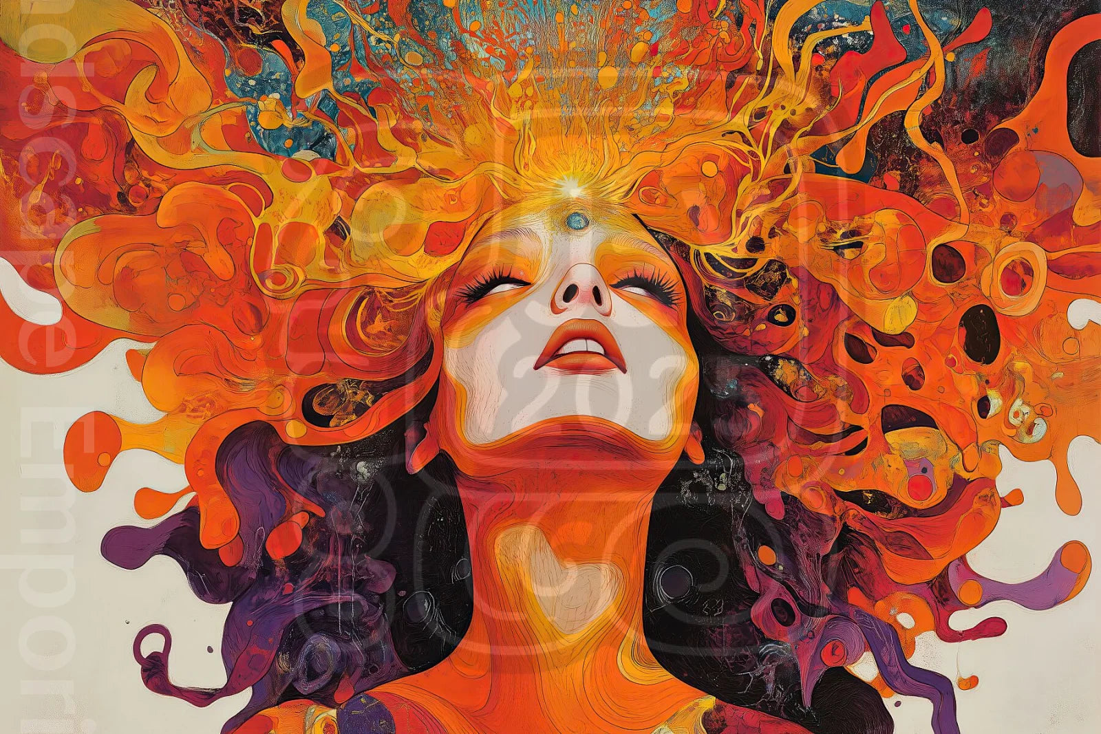 Psychedelic inspired wall art print for festival decor