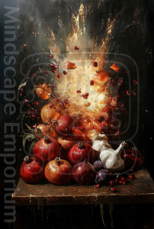 Exploding pomegranates kitchen decor