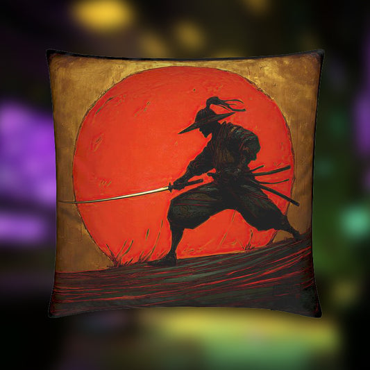 Blade of the Setting Sun – Samurai Warrior Cushion Cover