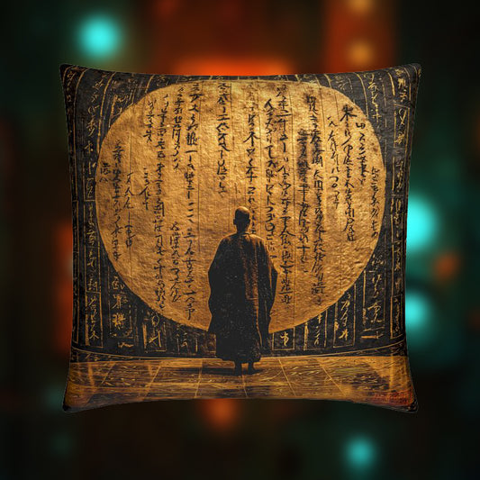 Keeper of the Golden Archive – Zen Scholar Cushion Cover