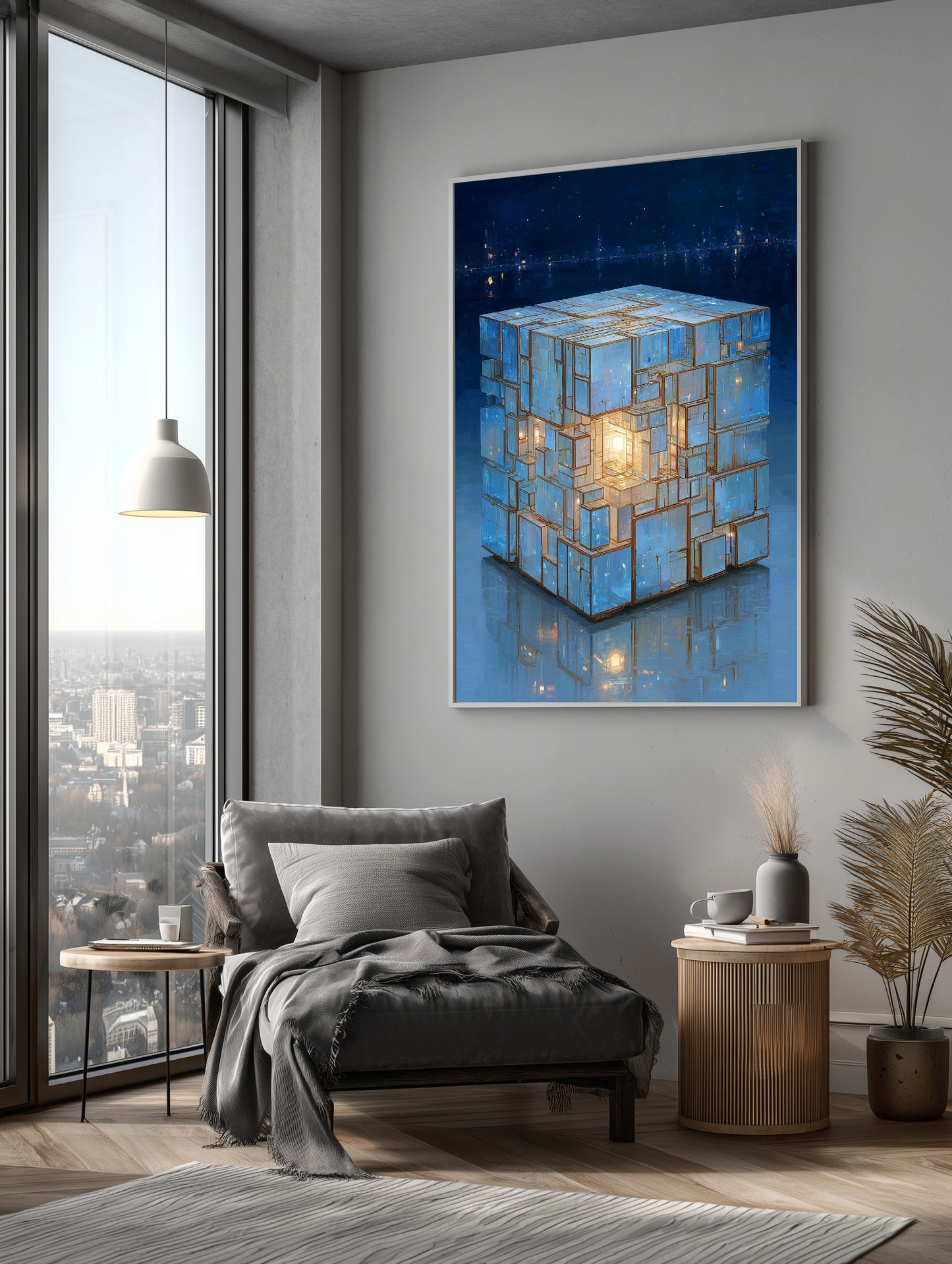 Luminous Core | Architectural Cube Wall Art Print