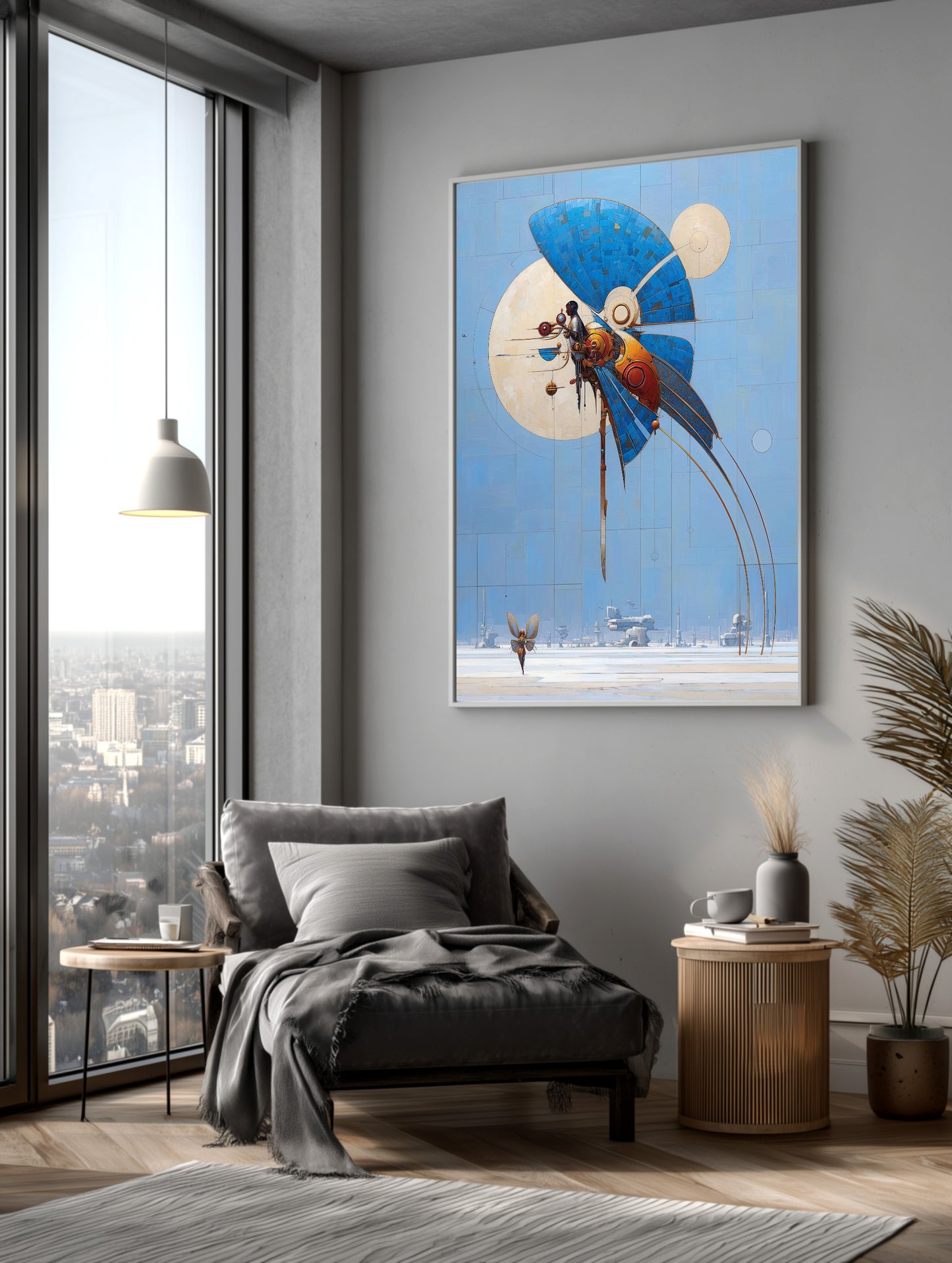 Aegean Sky Sentinel – Futuristic Mediterranean Wall Art Print on Hahnemühle Photo Rag