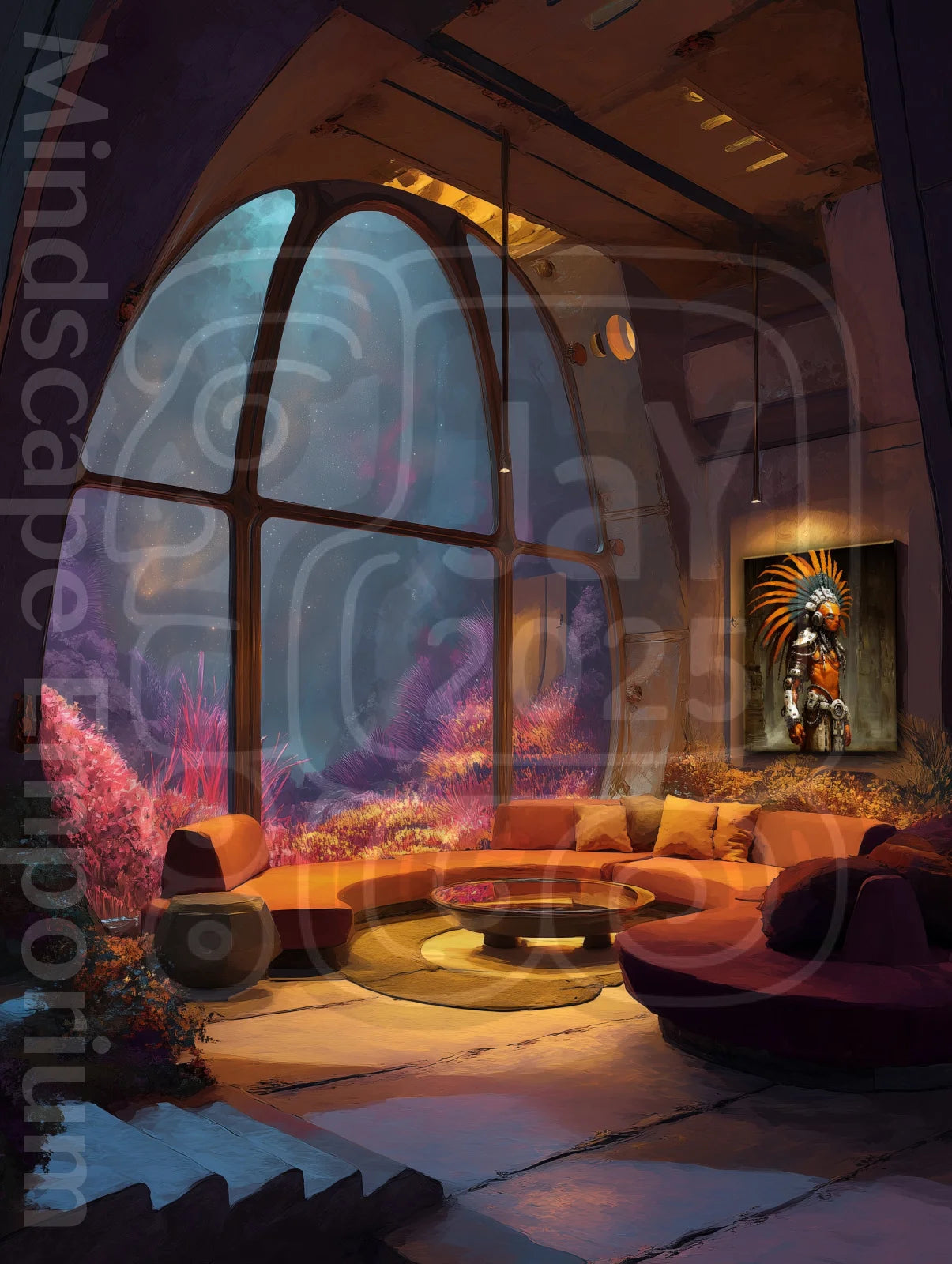 Neo-Sun Warrior 70cm x 100cm, 27.6inches x 39.4inches / Print only Giclée.Modern tribal cyberpunk art print futuristic warrior wall art