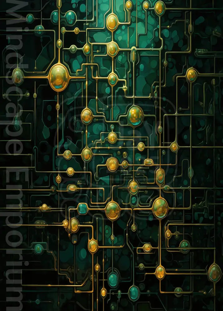 sci fi art print fine art wall decor with glowing network pattern,high quality giclée print of surreal circuitry wall art futuristic home decor