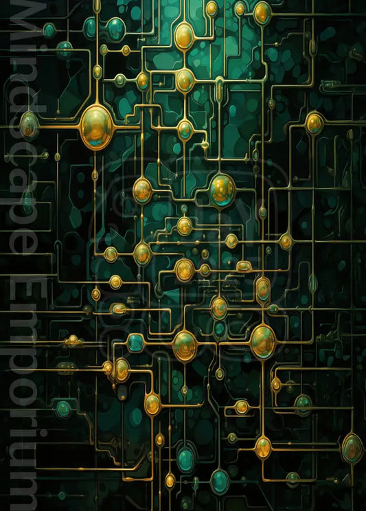 sci fi art print fine art wall decor with glowing network pattern,high quality giclée print of surreal circuitry wall art futuristic home decor