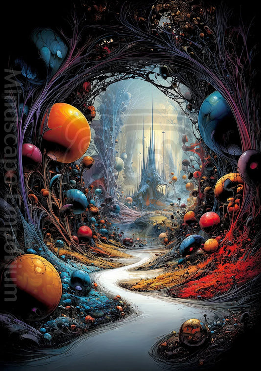 Unique fantasy art print – digital visionary wall decoration
