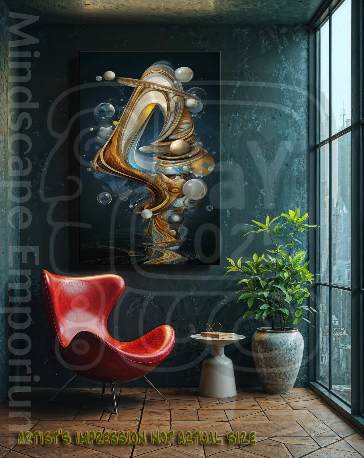 Quantum Flow 70cm x 100cm, 27.6inches x 39.4inches / Print only Giclée.Surreal abstract artwork with flowing cosmic shapes futuristic giclee wall art