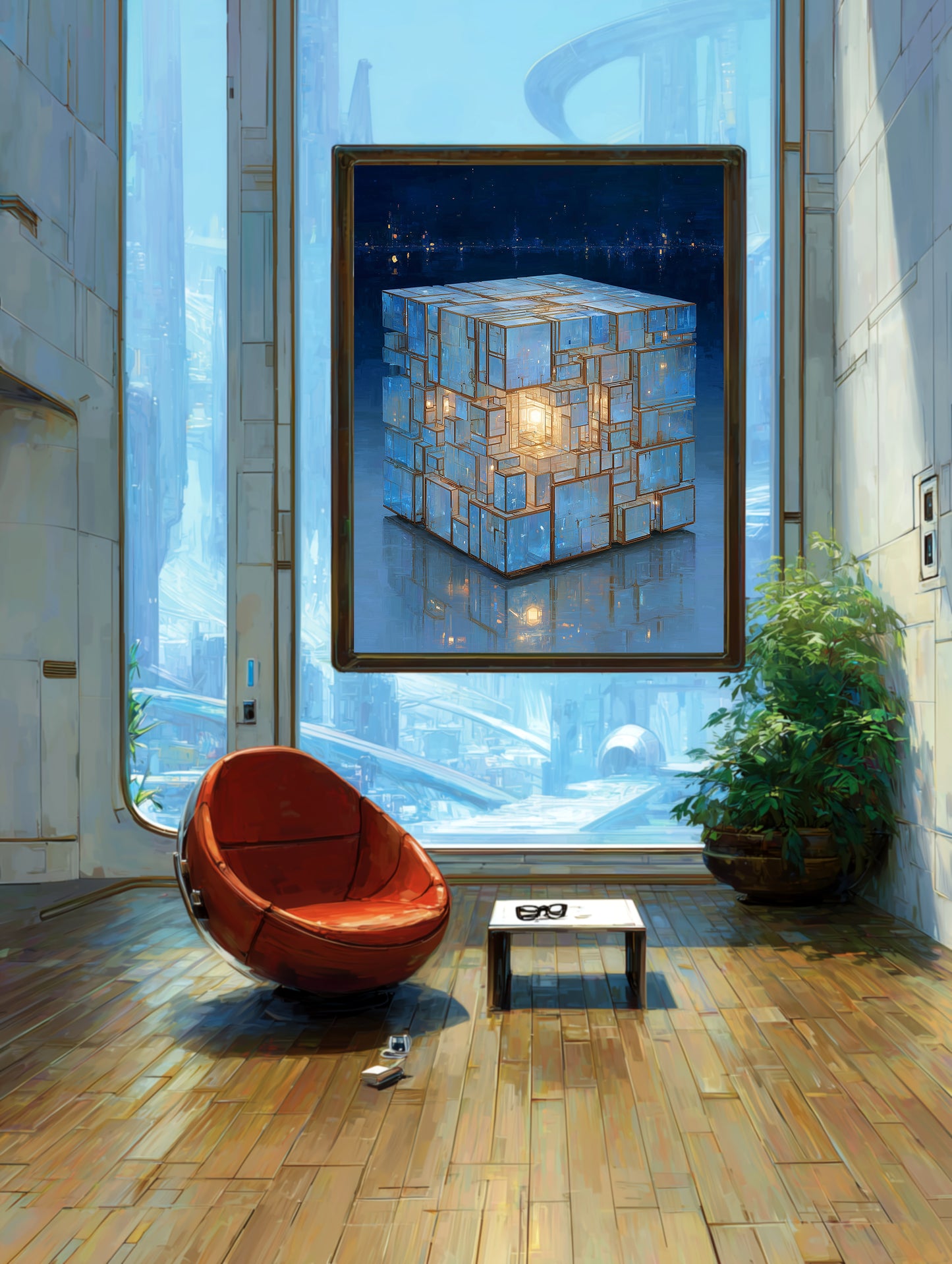 Luminous Core | Architectural Cube Wall Art Print