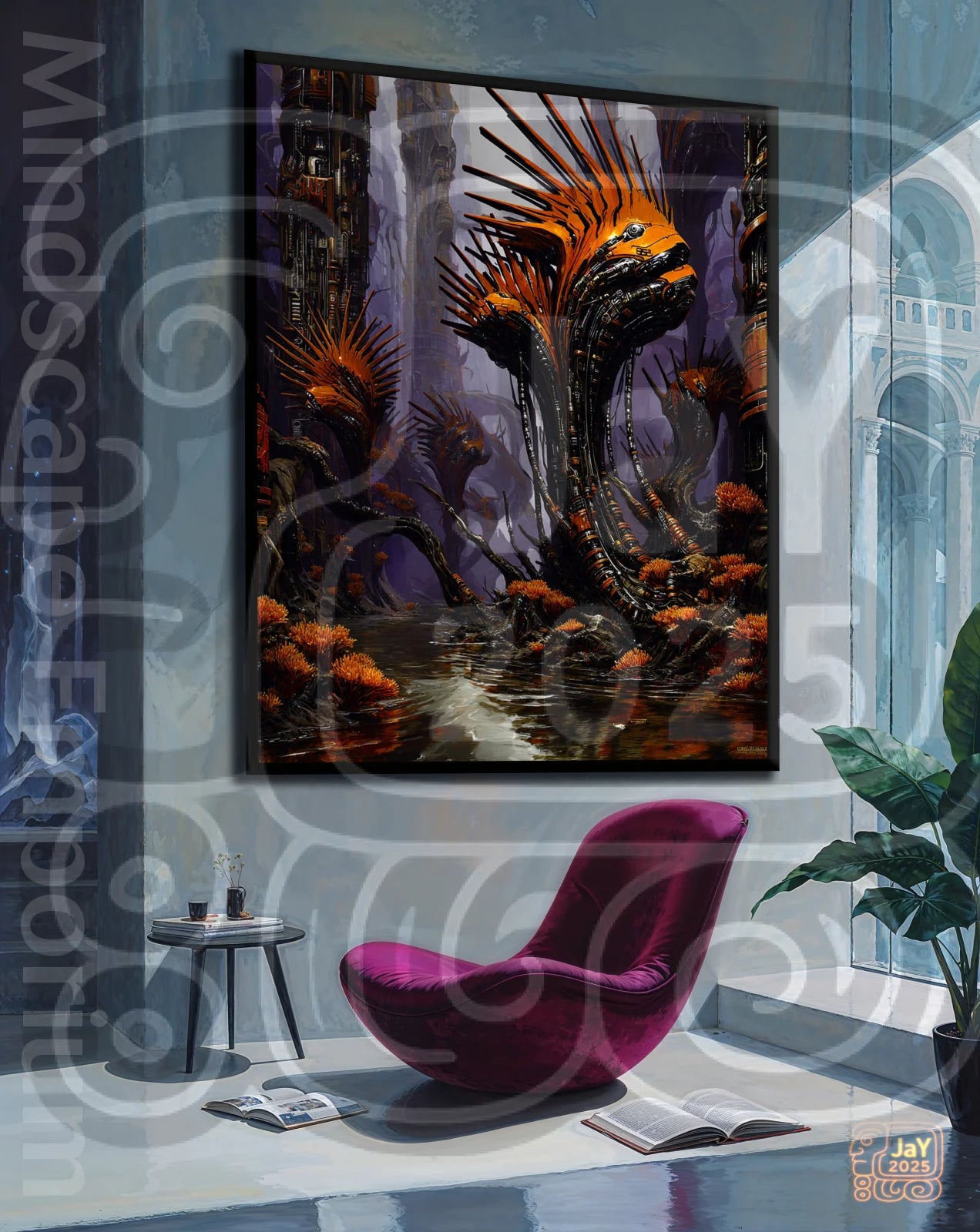 Sentinels of the Selenic Marsh 70cm x 100cm, 27.6inches x 39.4inches / Print only Giclée.Fantasy digital art print for game room or study walls