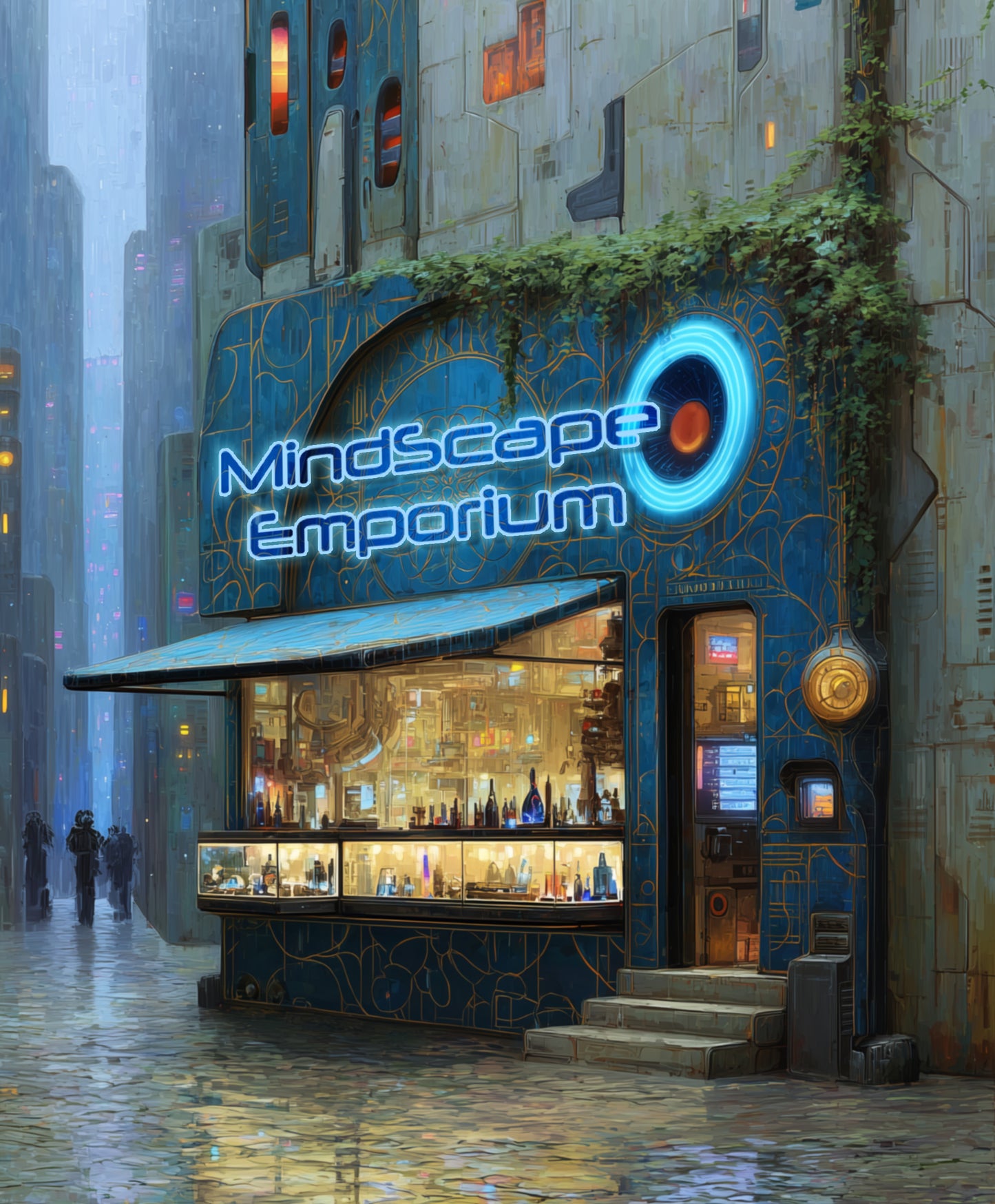 Aegean Bloom Circuit | Blue Floral Wall Art Print