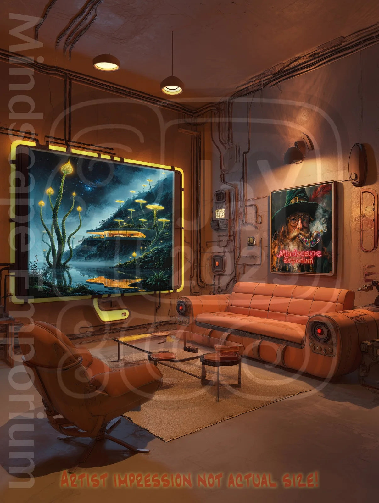 Starlight Habitat 70cm x 100cm, 27.6inches x 39.4inches / Print only Giclée.Abstract sci-fi inspired wall art print home decoration