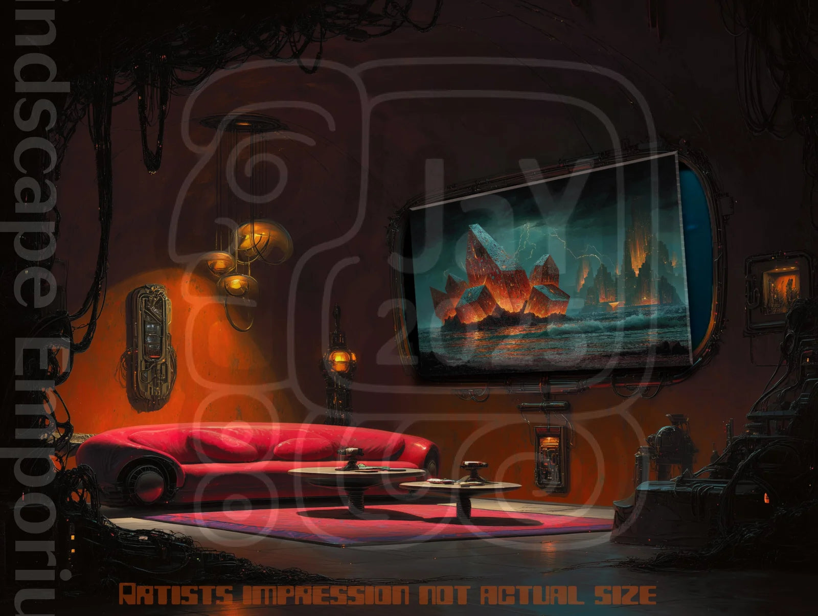 The Obsidian Code 70cm x 100cm, 27.6inches x 39.4inches / Print only Giclée.Fantasy digital art print for game room or study walls