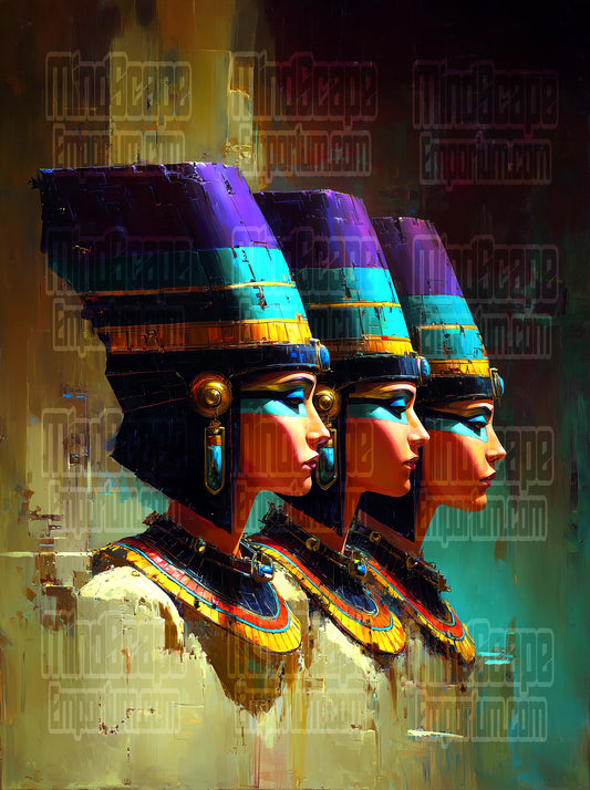 Empresses.Triad of Eternity – Neo-Egyptian Queens Wall Art Print