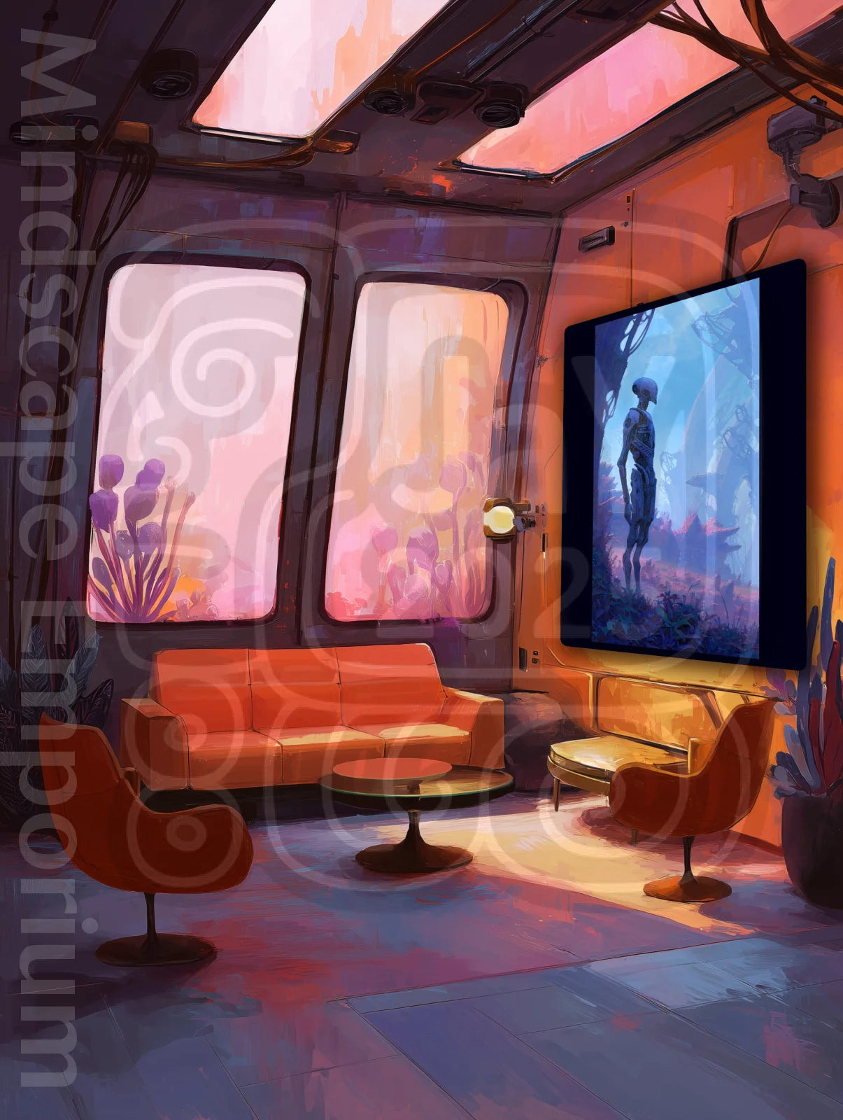 Waiting 70cm x 100cm, 27.6inches x 39.4inches / Print only Giclée.Surreal sci-fi art print wall decor for modern homes